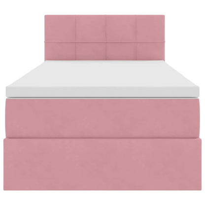 Opslag bed met matras met hoofdeinde Roze 90 x 200 cm Fluweel