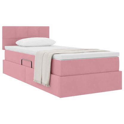 Opslag bed met matras met hoofdeinde Roze 90 x 200 cm Fluweel