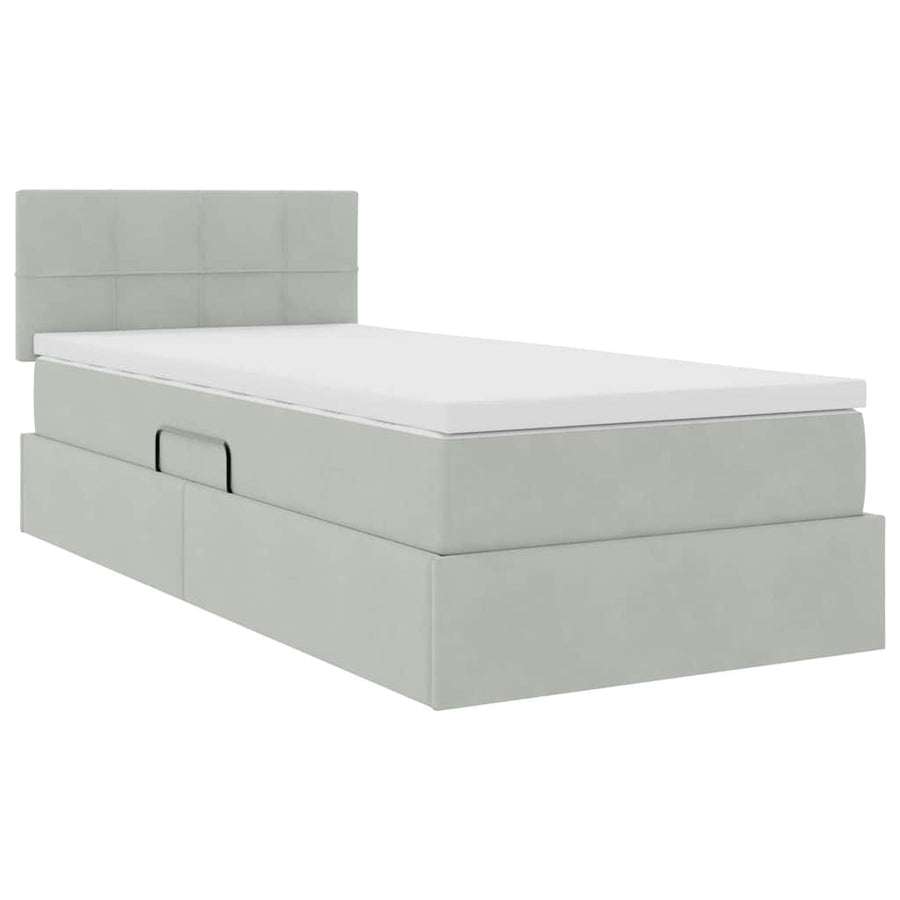 Opslag bed met matras Lichtgrijs 100 x 200 cm Fluweel