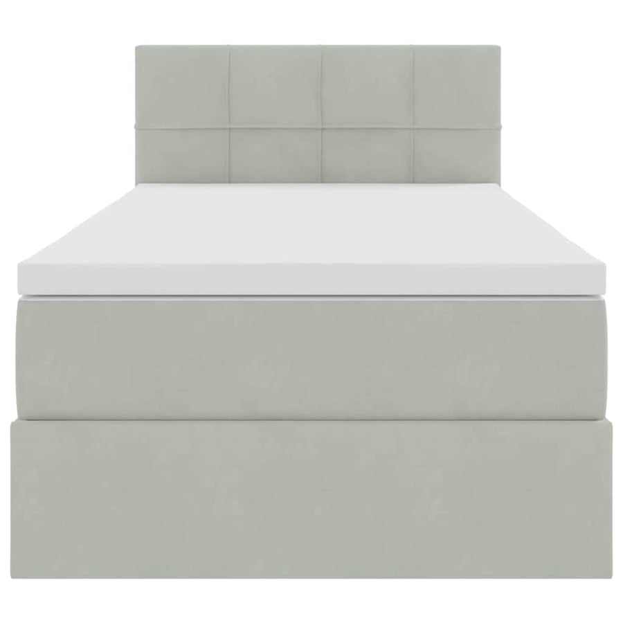 Opslag bed met matras Lichtgrijs 100 x 200 cm Fluweel
