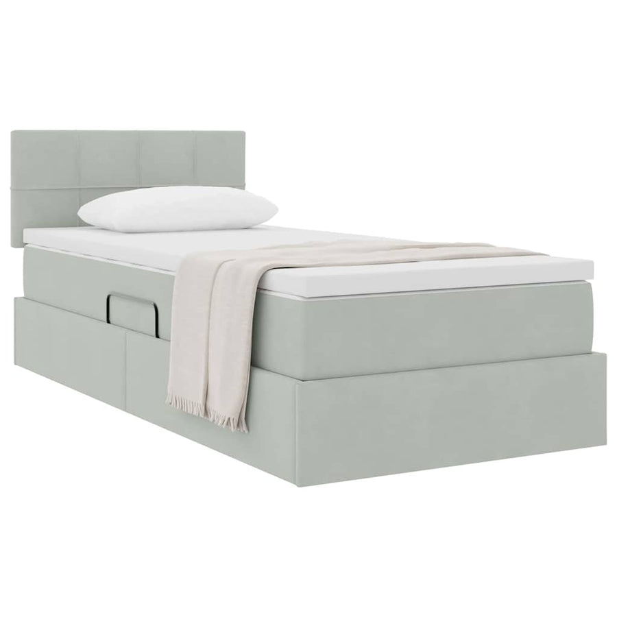 Opslag bed met matras Lichtgrijs 100 x 200 cm Fluweel