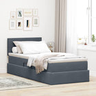 Storage bed with mattress Dark gray 100 x 200 cm Velvet