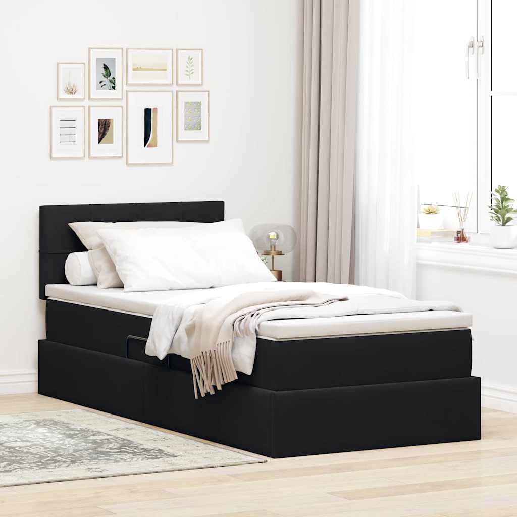 Opslag bed met matras met hoofdeinde Zwart 100 x 200 cm Fluweel