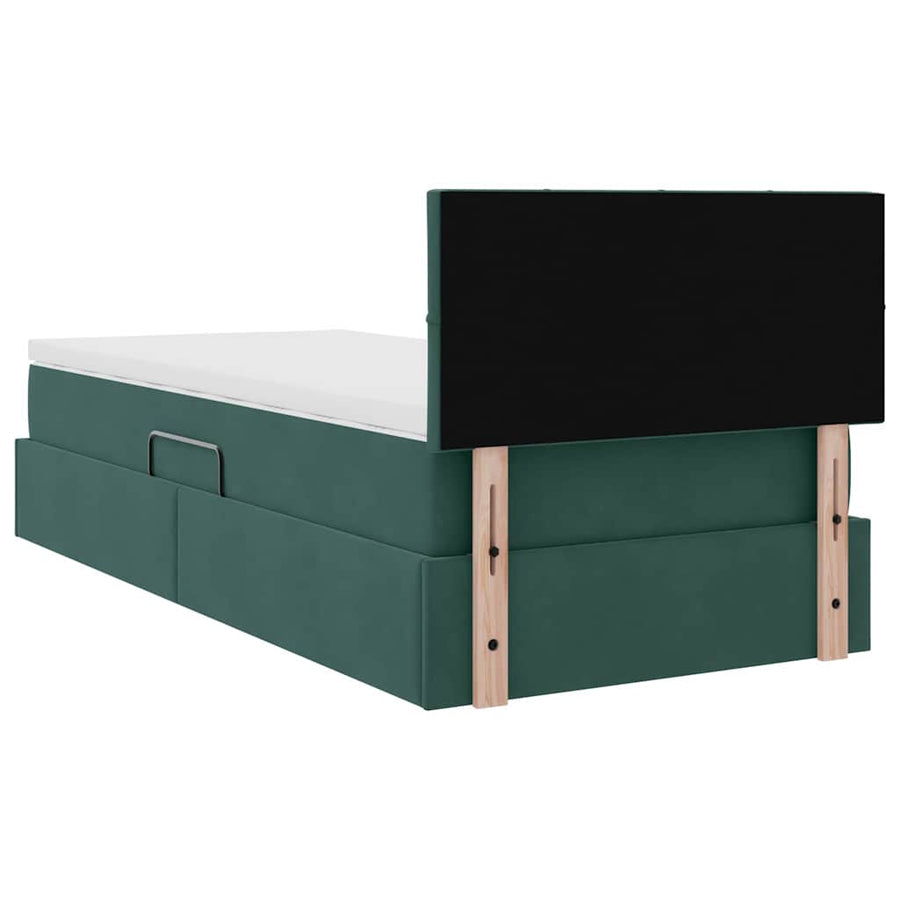 Opslag bed met matras Donkergroen 100 x 200 cm Fluweel