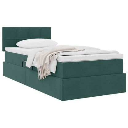 Opslag bed met matras Donkergroen 100 x 200 cm Fluweel