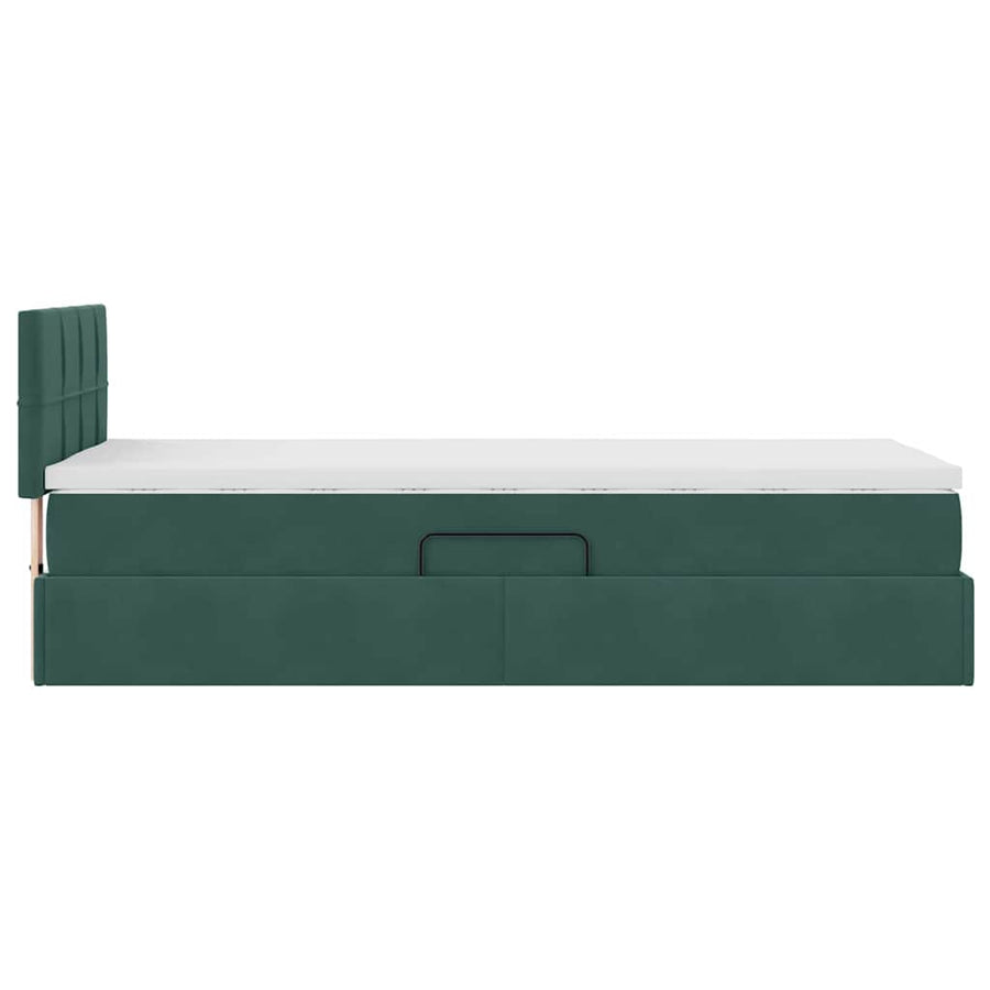 Opslag bed met matras Donkergroen 100 x 200 cm Fluweel