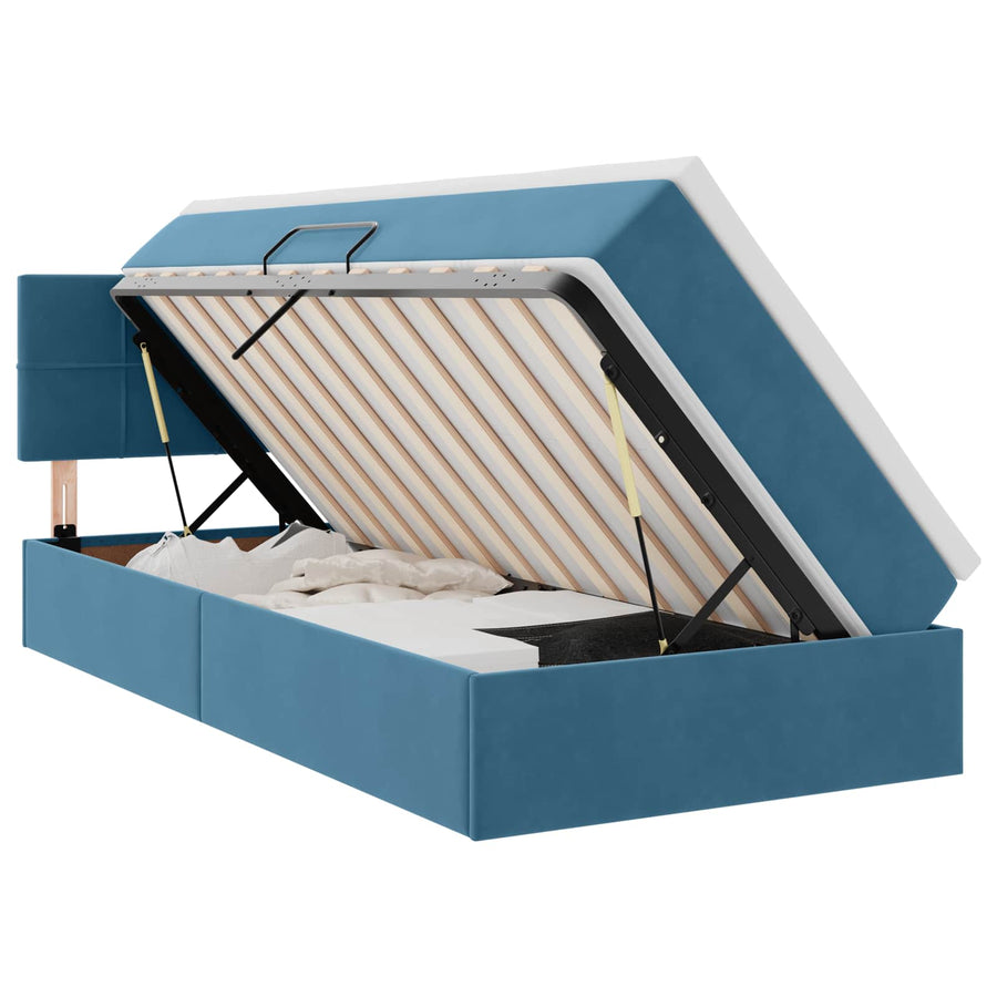 Opslag bed met matras Donkerblauw 100 x 200 cm Fluweel