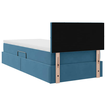 Opslag bed met matras Donkerblauw 100 x 200 cm Fluweel