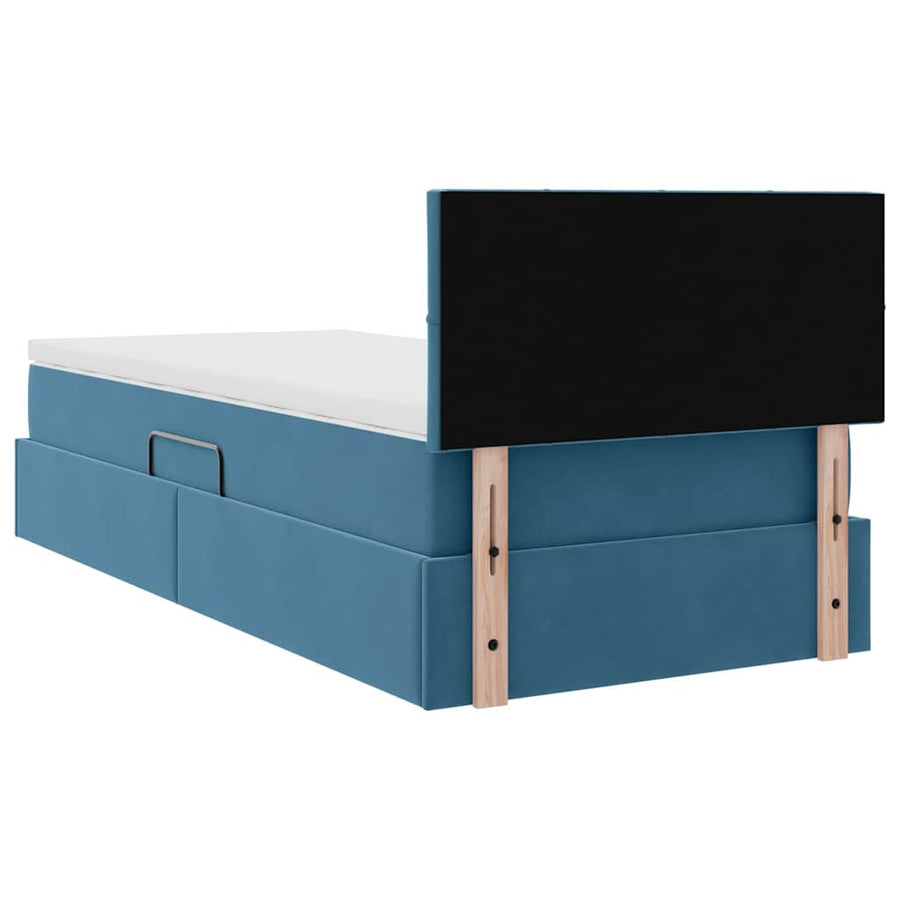 Opslag bed met matras Donkerblauw 100 x 200 cm Fluweel
