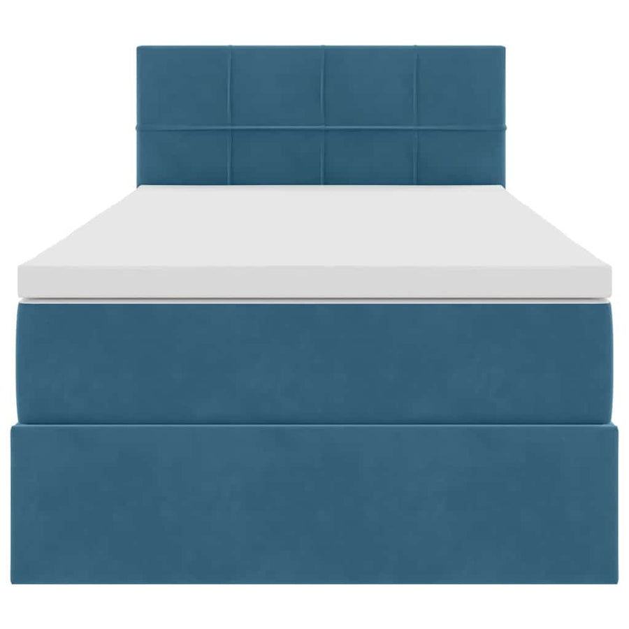 Opslag bed met matras Donkerblauw 100 x 200 cm Fluweel