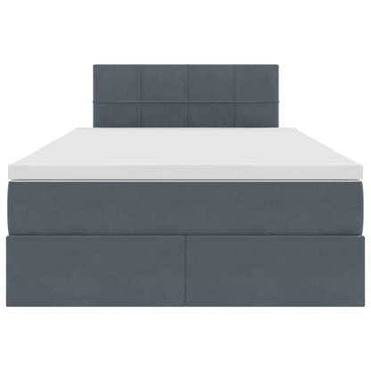 Opslag bed met matras Donkergrijs 120 x 190 cm Fluweel
