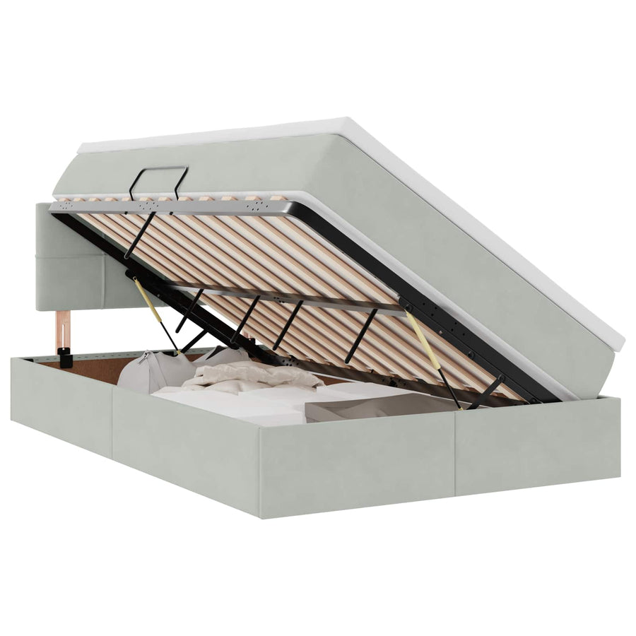 Opslag bed met matras Lichtgrijs 120 x 200 cm Fluweel