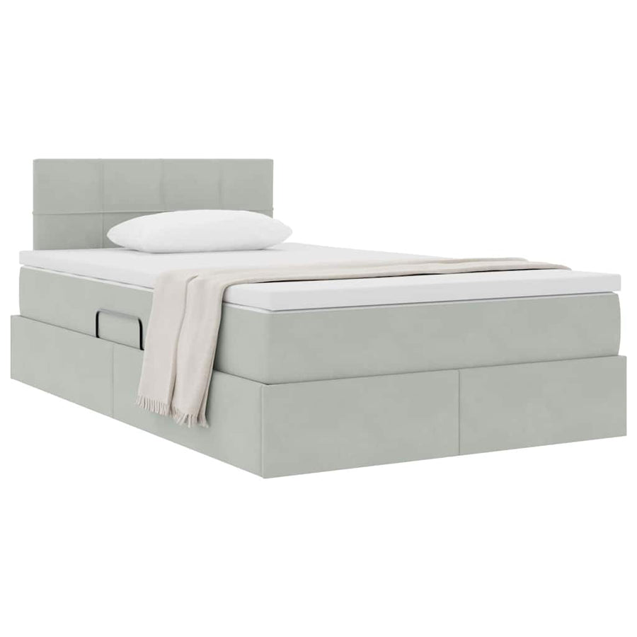 Opslag bed met matras Lichtgrijs 120 x 200 cm Fluweel