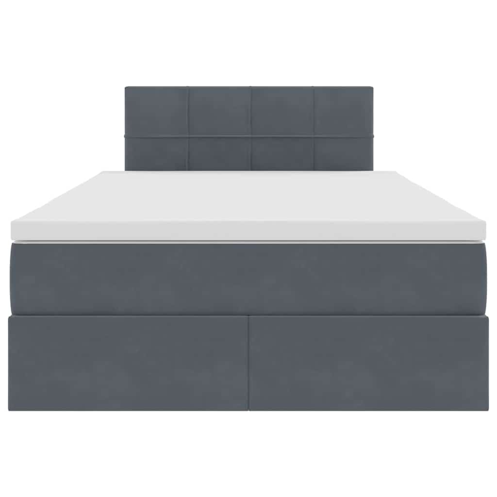 Opslag bed met matras Donkergrijs 120 x 200 cm Fluweel