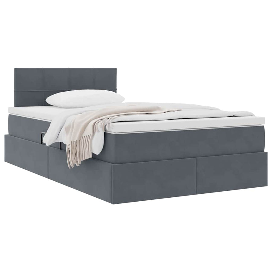 Opslag bed met matras Donkergrijs 120 x 200 cm Fluweel