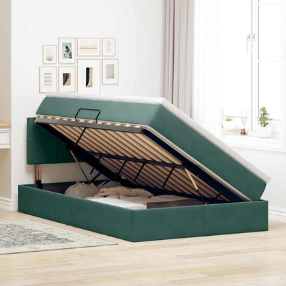 Opslag bed met matras Donkergroen 120 x 200 cm Fluweel