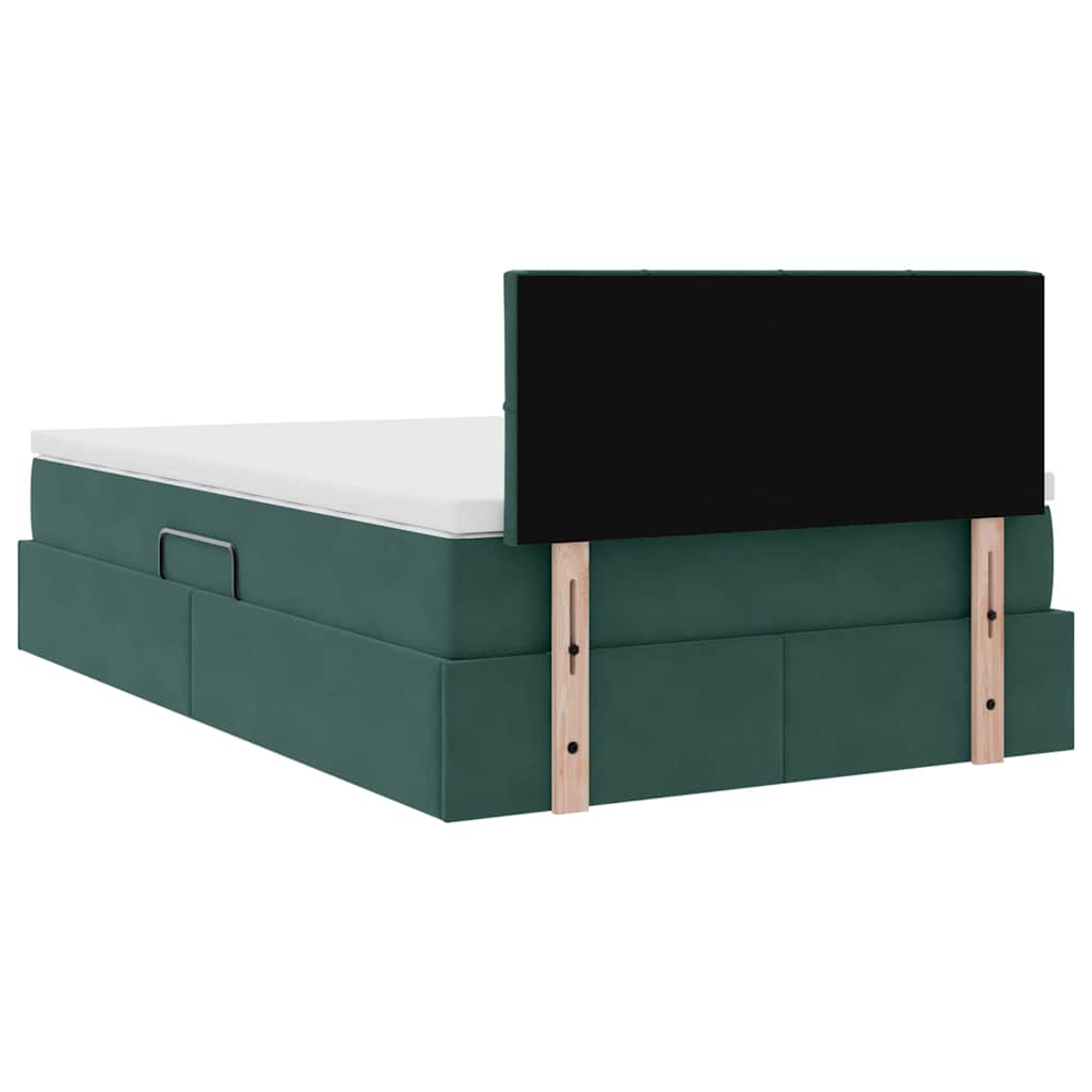 Opslag bed met matras Donkergroen 120 x 200 cm Fluweel