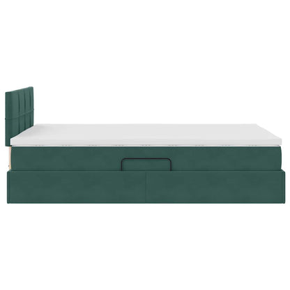Opslag bed met matras Donkergroen 120 x 200 cm Fluweel