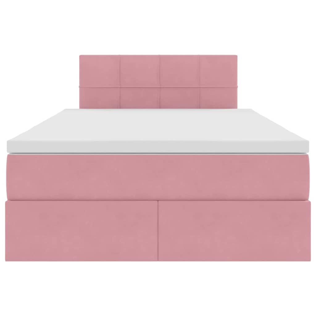 Opslag bed met matras met hoofdeinde Roze 120 x 200 cm Fluweel