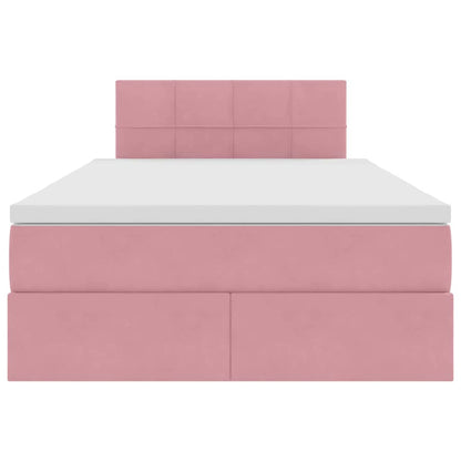 Opslag bed met matras met hoofdeinde Roze 120 x 200 cm Fluweel