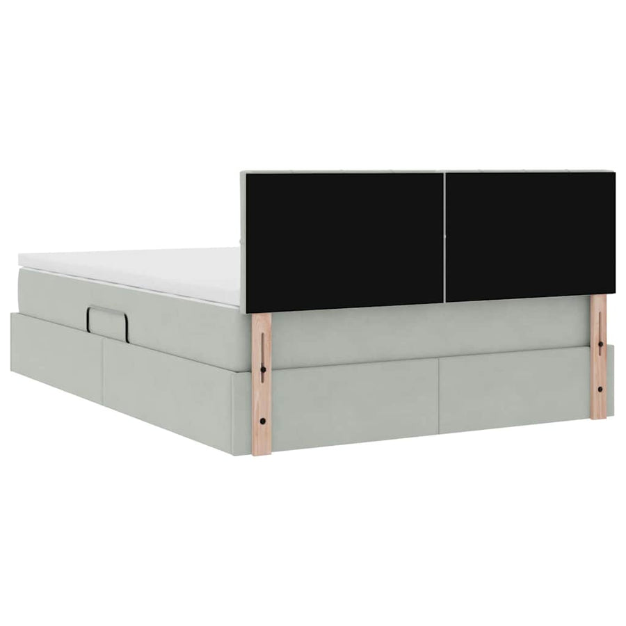 Opslag bed met matras Lichtgrijs 140 x 190 cm Fluweel