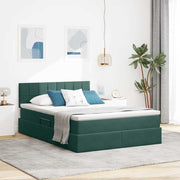 Opslagbed 140x190 cm donkergroen fluweel met matras