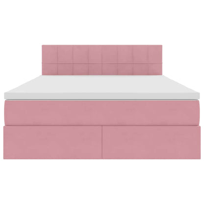 Opslag bed met matras met hoofdeinde Roze 140 x 190 cm Fluweel