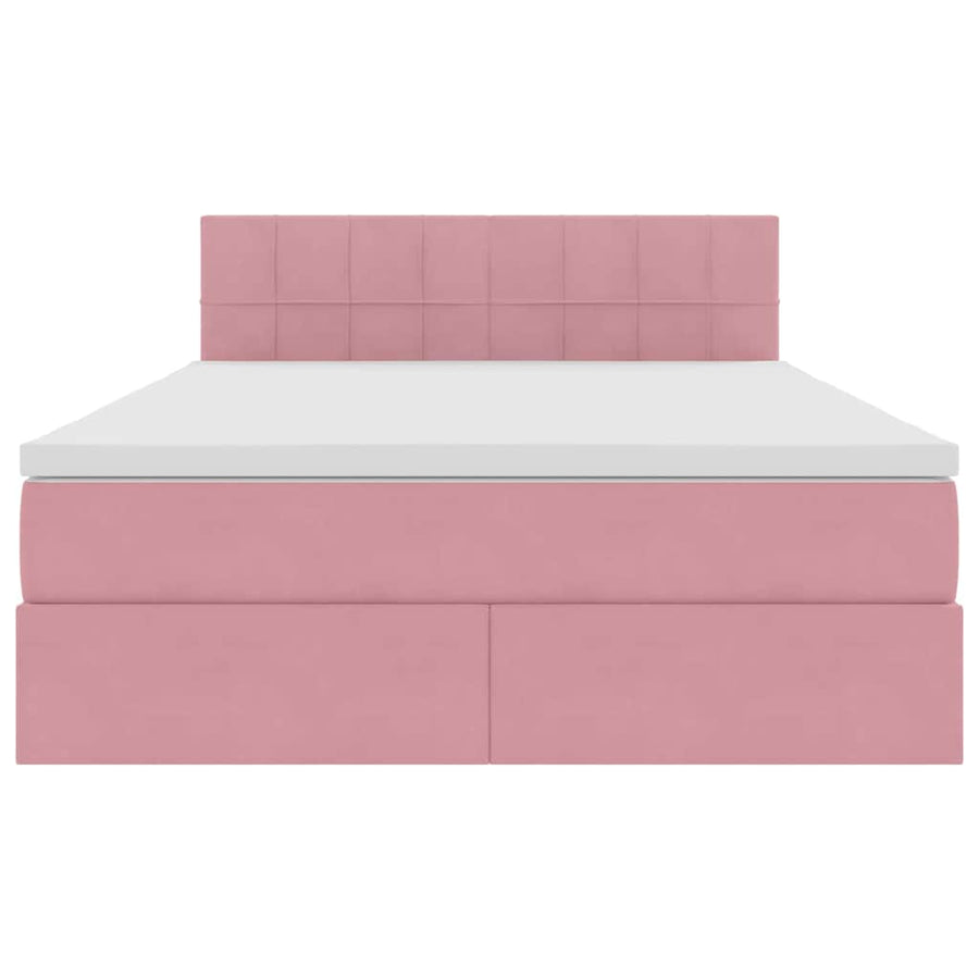 Opslag bed met matras met hoofdeinde Roze 140 x 190 cm Fluweel