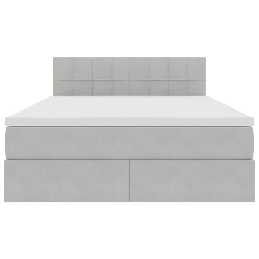 Opslag bed met matras Lichtgrijs 140 x 200 cm Fluweel