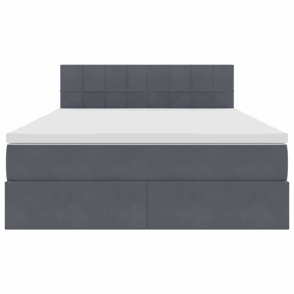 Opslag bed met matras Donkergrijs 140 x 200 cm Fluweel