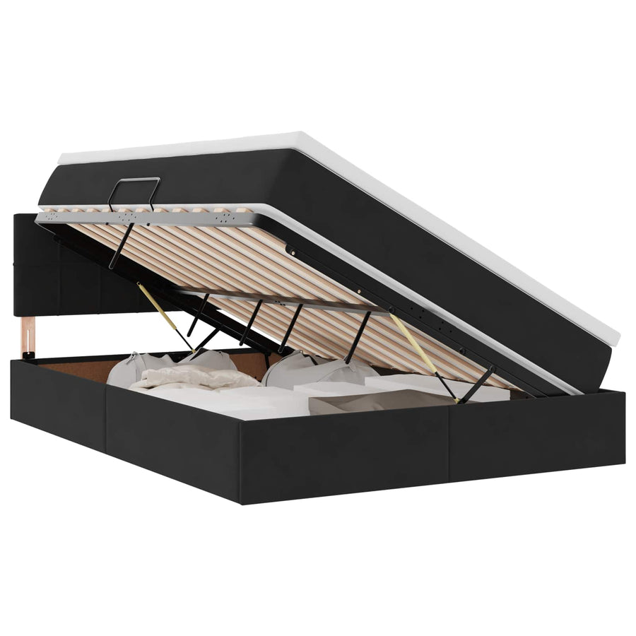 Opslag bed met matras met hoofdeinde Zwart 140 x 200 cm Fluweel