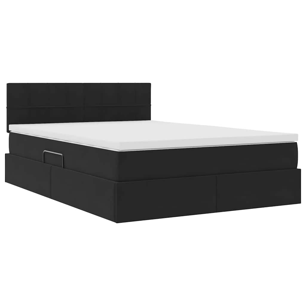 Opslag bed met matras met hoofdeinde Zwart 140 x 200 cm Fluweel