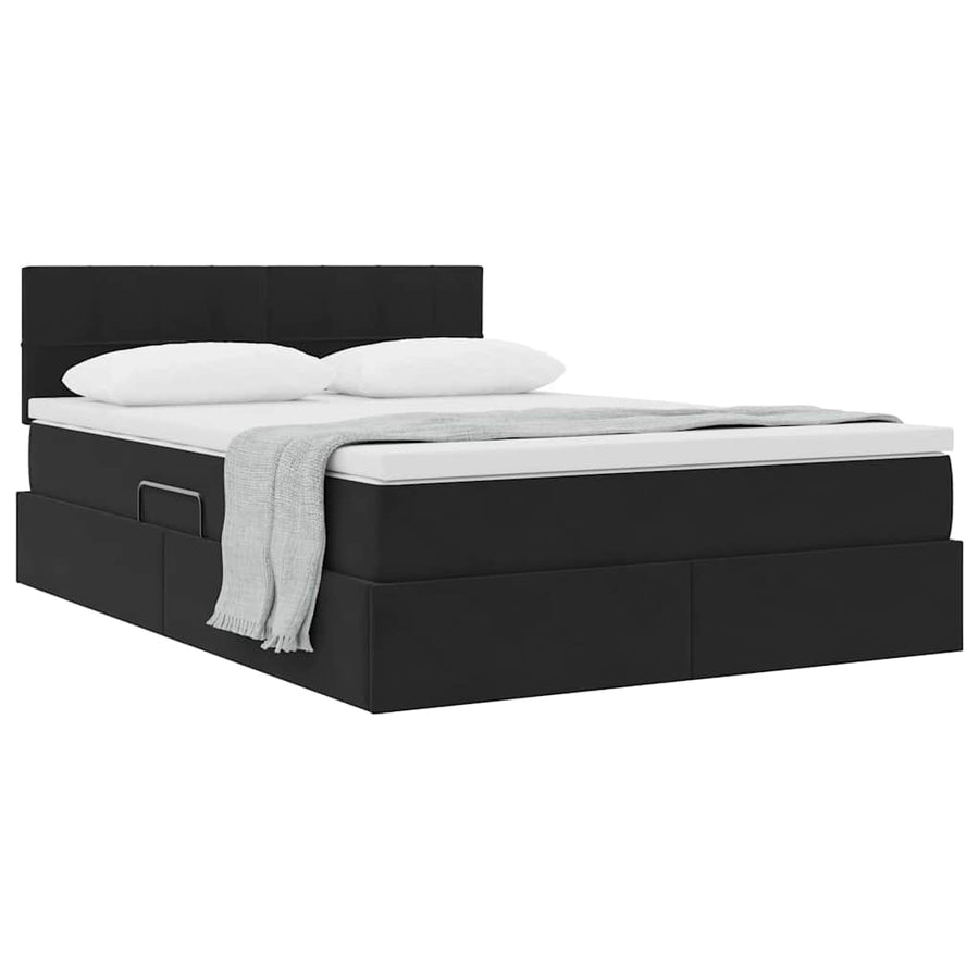 Opslag bed met matras met hoofdeinde Zwart 140 x 200 cm Fluweel