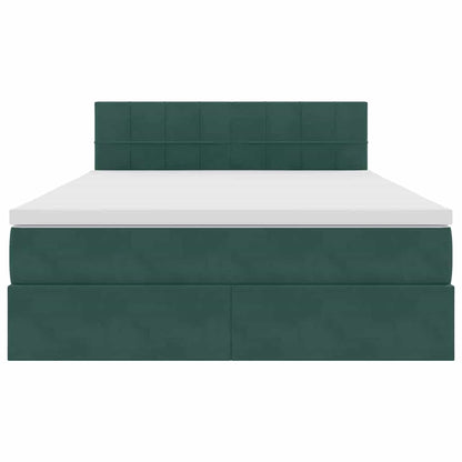 Opslag bed met matras Donkergroen 140 x 200 cm Fluweel