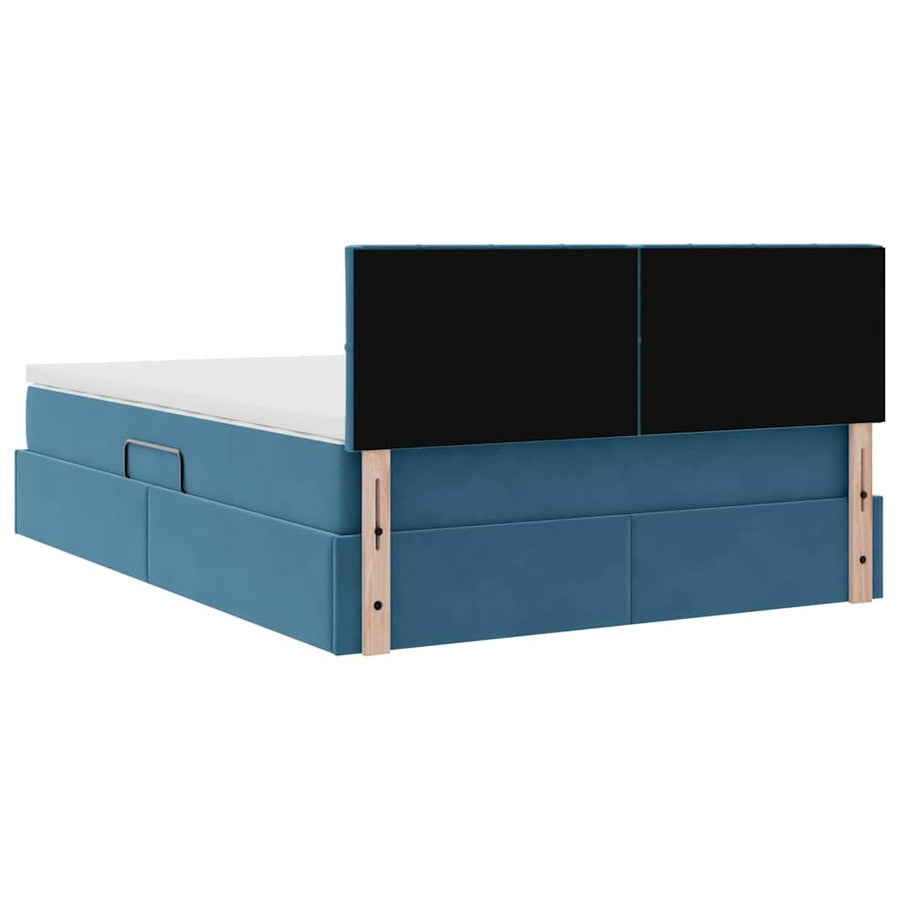Opslag bed met matras Donkerblauw 140 x 200 cm Fluweel