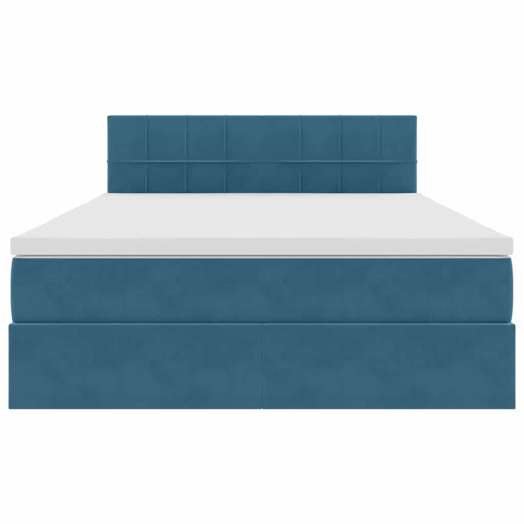 Opslag bed met matras Donkerblauw 140 x 200 cm Fluweel