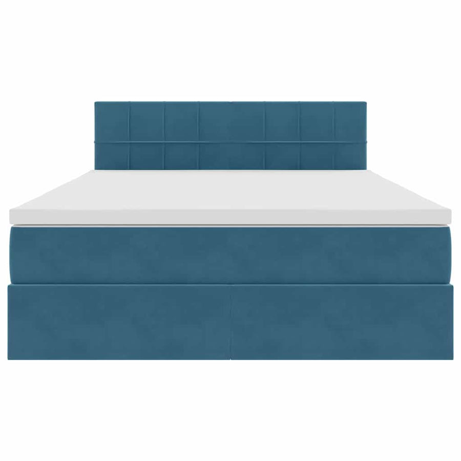 Opslag bed met matras Donkerblauw 140 x 200 cm Fluweel