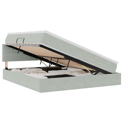 Opslag bed met matras Lichtgrijs 160 x 200 cm Fluweel