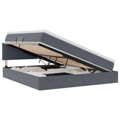 Opslag bed met matras Donkergrijs 160 x 200 cm Fluweel
