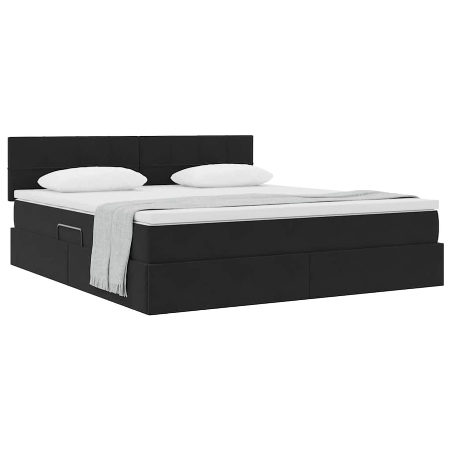 Opslag bed met matras met hoofdeinde Zwart 160 x 200 cm Fluweel