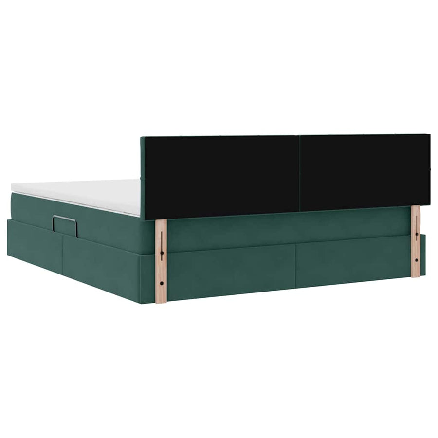 Opslag bed met matras Donkergroen 160 x 200 cm Fluweel