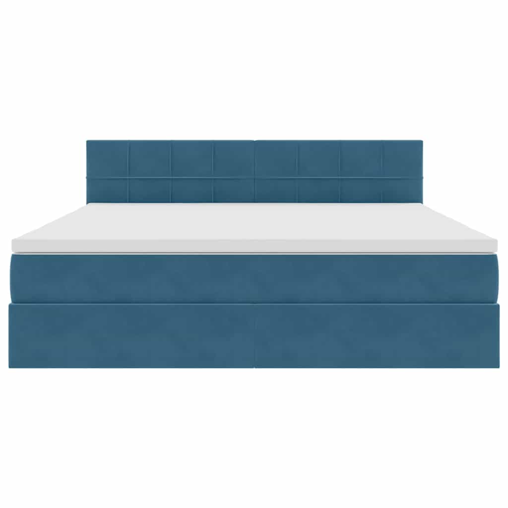 Opslag bed met matras Donkerblauw 160 x 200 cm Fluweel