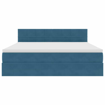 Opslag bed met matras Donkerblauw 160 x 200 cm Fluweel