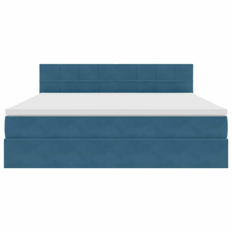 Opslag bed met matras Donkerblauw 160 x 200 cm Fluweel