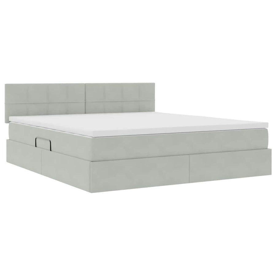 Opslag bed met matras Lichtgrijs 180 x 200 cm Fluweel