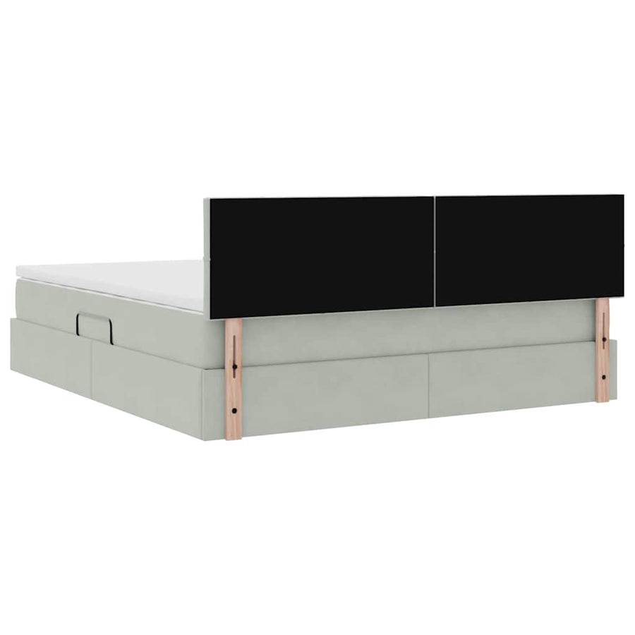 Opslag bed met matras Lichtgrijs 180 x 200 cm Fluweel
