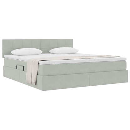 Opslag bed met matras Lichtgrijs 180 x 200 cm Fluweel