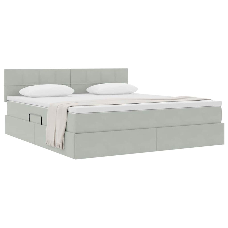 Opslag bed met matras Lichtgrijs 180 x 200 cm Fluweel
