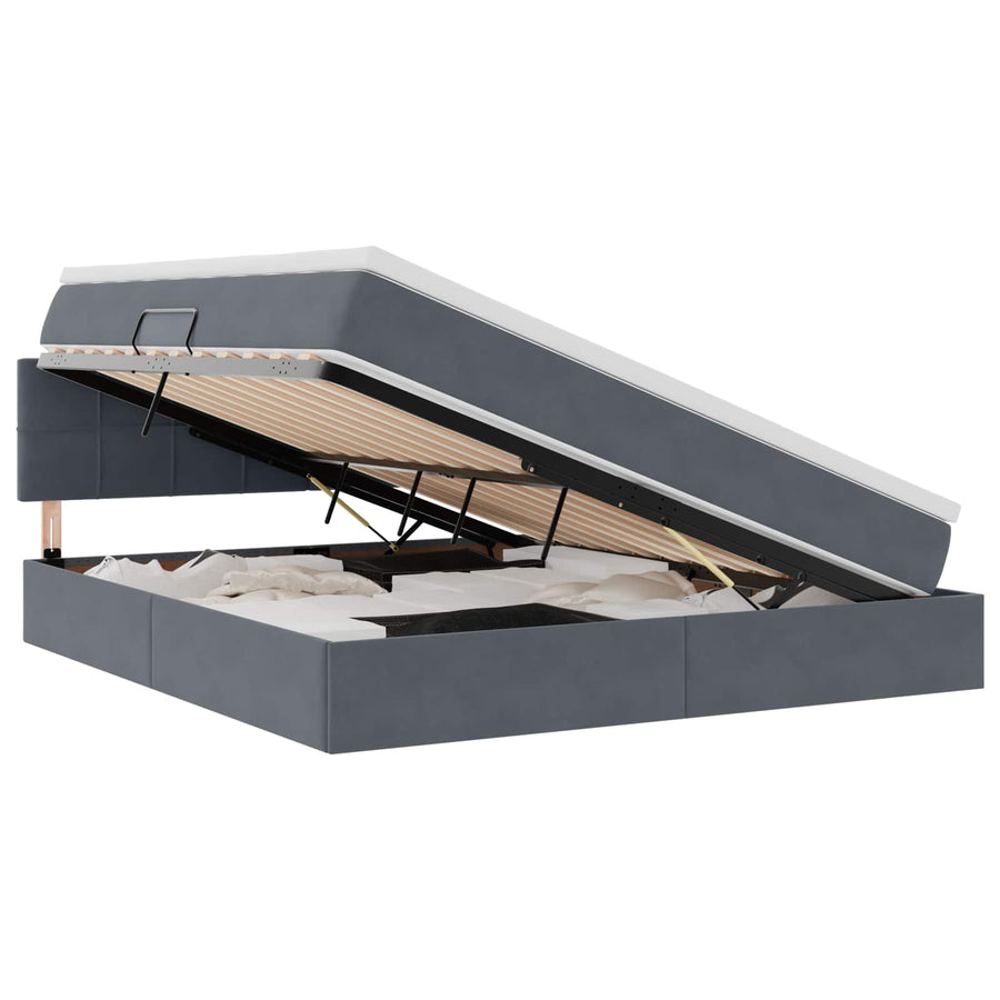 Opslag bed met matras Donkergrijs 180 x 200 cm Fluweel