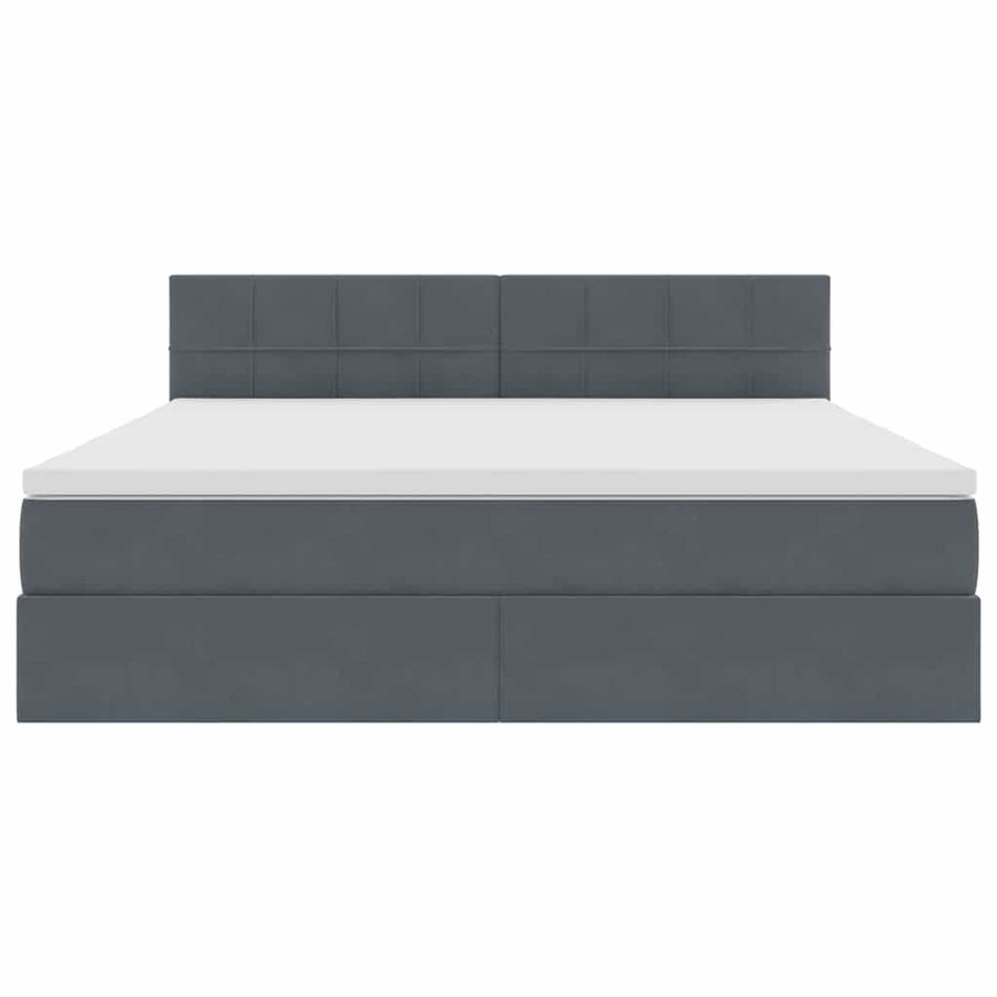 Opslag bed met matras Donkergrijs 180 x 200 cm Fluweel